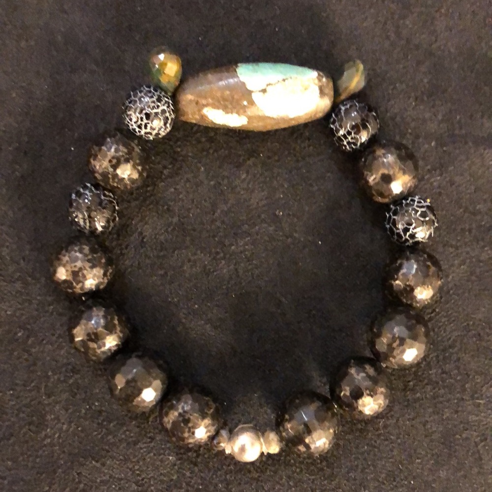 Genuine gemstone handmade stretch bracelet. Vintage High-End Rare Stones. NWT